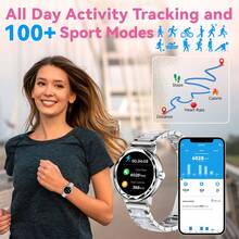 Smartwatch para mujeres, con función de llamadas/marcación inalámbrica, talla grande de 100 modos deportivos, monitoreo del sueño y gestión de funciones femeninas, viene con una correa de silicona y es compatible con Android e iOS. Es el regalo perfecto del Día de San Valentín para su ser querido. - Reloj con correa de acero plateado + correa de silicona. - Ver 3