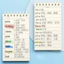 1 pezzo/ (1+4) Set Diario creativo con parole a curva di memoria, strumento di apprendimento vocaboli per studenti con panello parole, taccuino piccolo portatile, doppia copertina, carta spessa senza sbavature, blocco notes tascabile, planner, diario