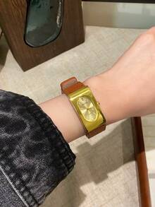 1件女款手錶，優雅休閒，金色錶盤，奢華時尚設計，適合日常生活與聚會/錶帶顏色：黑色/棕色/紅色 - 均碼 - 查看 15