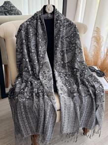 1pc Women's Multicolor Retro Jacquard Paisley Bohemian Style Long Tassel Windproof Shawl Scarf, Suitable For Daily Outings, Traveling, And Photo Shoots Boho