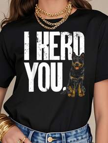 100% Cotton Blue Heeler I Herd You Australian Cattle Dog T-Shirt Pure Cotton T-Shirts. Breathable And Comfortable. Short-Sleeved Round Neck Tops For All Seasons100% Cotton Summer T-Shirt For Women - Black - View 1