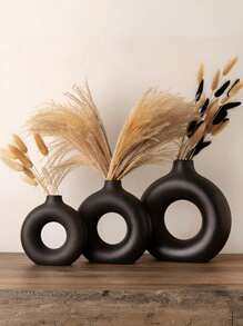 1Pc Plastic Circular Flower Vase Decoration, Simulated Dry Flower Decoration Vase, Artistic Vase For Floral Arrangements, Simple Fall Living Room Exhibition Hall Decoration,Home Decor,Flower Vase,Centerpiece,Table Decor Valentine's Day,Halloween Decor Halloween Decor Fall Decor Room Decor