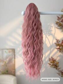 Claw Ponytail Extension Pink Color Hair Ombre 30 Inch Long Natural Water Wave Heat Resistant Fiber Synthetic Ponytail Hairpiece For Girl Women Daily Used