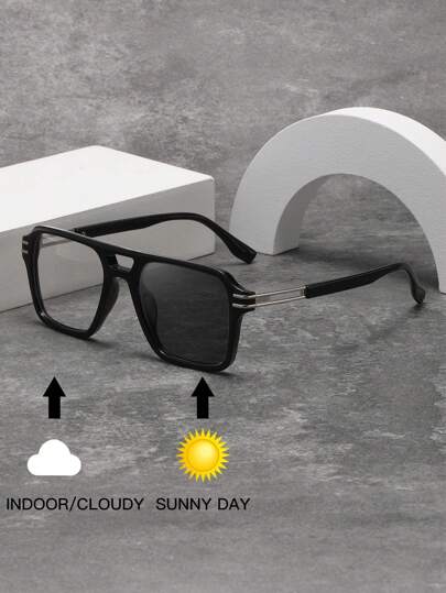 Ochelari de soare aviator retro cu schimbare de culoare, ochelari de vedere la modă, design clasic pentru exterior, călătorii, plajă, casual, vară, protecție UV, rezistență la strălucire, ramă ochelari unisex pentru a reduce oboseala ochilor, ochelari anti-lumină albastră