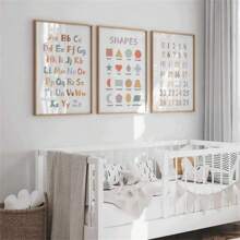 1 Stück/3 Stücke moderne bunte Buchstaben-Zahlen & Formen Wandkunst Dekor Poster, bunte Leinwanddrucke, Modeposter für Wohnzimmer, Schlafzimmer, Zuhause, Büro, Studentenbude, Wandhintergrundgestaltung, Bild optional mit Rahmen