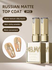 2瓶15毫升Rubbian哑光指甲油，持久透明橡胶涂层，LED UV强韧指甲，高光泽亮面封层凝胶指甲油 - 無色 - 查看 1