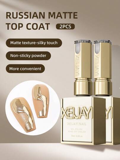 2Pcs 15ml Rubbian Matte Tap Coat For Nails,Long Lasting Clear Rubber Coat LED UV Strengthen Nails High Gloss Top Finish Gel Nail Polish