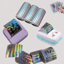 Holographic Thermal Labels Silver, 50mmx3.5m/Roll, Self Adhesive Rainbow Printer Stickers For Small Business Logo/Barcode, Compatible With C9/X5/X6/T02/M02 Mini Printer - Multicolor - View 2