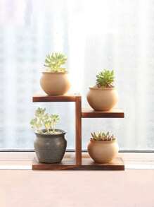 1 Peça Prateleira de Madeira Flutuante para Janela/Sacada Multiníveis para Plantas Suculentas, Estante Decorativa de Armazenamento para Decoração de Mesa da Sala de Estar Interna e Decoração Externa