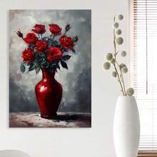 Framed Vintage Red Roses Canvas Wall Art, Still Life Painting For Living Room, Bedroom, Kitchen, Home And Office Decor - Framed - View 5