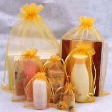 50/100pcs Gold Gift Packaging Bags, Ginger Organza Candy Bags, Colorful Mixed Wedding Favor Bags, Wedding Essential Gift Bags, Tableware, Outdoor Storage Bags, Wedding Candy Packaging Bags, Multi-Size, Various Festival Party Packaging Supplies, Holiday Home Goods, Festival Wedding Party Gift Packaging Supplies