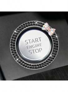 Künstlicher Kristall Doppelstrass Auto Motor Start Stop Dekor Ring, glitzerndes Auto Innenzubehör für Frauen, Druckknopfabdeckung/Aufkleber, Schlüsselzündung und Knopf glitzernder Ring