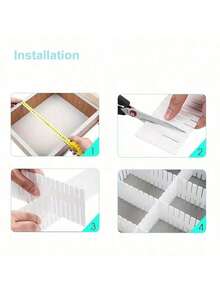 12pcs Adjustable Plastic Table & Drawer Organizers Dividers - Multipurpose Office, Dorm, Home Storage System - Multi-Functional Divider Accessories - Multicolor - View 9