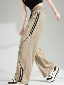抽绳撞色口袋宽松休闲裤