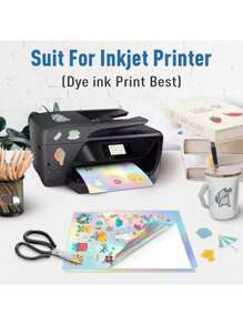 50 Blatt bedruckbares Vinyl Aufkleberpapier, wasserfestes A4 transparentes Kopierpapier, Tintenstrahldrucker, DIY selbstklebende Etiketten Aufkleber, Fantasy Thema, Fenster Dekoration | Regenbogen Effekt | Glänzende Oberfläche | Halloween Graffiti Aufkleber | Weihnachtsdekoration