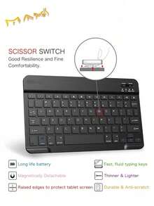 Pastel Colored Bluetooth Wireless Keyboard + Mouse Set | Rechargeable, Compact, And Quiet | Compatible With PC, Tablet, And Mobile Phone - White - View 2