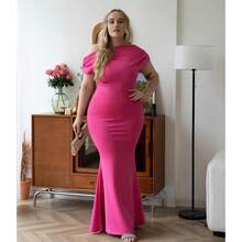 OYS Women's Elegant Sleeveless Off Shoulder Bodycon Long Formal Party Evening Dress Fabric Polyester - 金色 - 查看 10