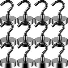 Magnetic Hook, 40 Lbs (Approx. 18.1 Kg) Heavy Duty Magnet Hook For Cruise Ship Cabin, Super Strong Magnet Strap Hook For Suspension, Metal Magnetic BBQ Hook Magnetic Hook For Refrigerator, Toolbox, Storage - Silver - View 14