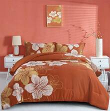 King Size Comforter Set Black/Gold Floral Bedding Comforter Sets Soft Microfiber Bed Comforter Set For All Season 3 Piece Botanical Flowers Comforter, Pillowcases Bedroom Decro Room Decor Valentine Decor - Taupe Floral - 查看 2