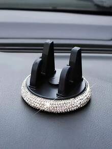 1pc Sparkling Rhinestone Car Phone Holder - Cute, Suitable For Horizontal And Vertical Use, Dashboard Mounting With PVC Material, Secure Grip, Easy Installation, Horizontal And Vertical Use, Add Glamour To Your Vehicle Interior, Car Phone Accessories | Stylish Car Decor | PVC Phone Holder, Car Phone Holder Travel Storage Organizer - Multicolor - View 6