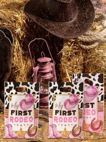 10/25/50 piezas Bolsas de regalo con diseño de sombrero de vaquera rosa, Bolsas de regalo con patrón de sombrero de vaquero rosa para fiestas con temática de vaquera, suministros de decoración para fiestas de mujeres, despedidas de soltera, cumpleaños, baby shower, envoltura de regalos, bolsas de plástico multiusos para envoltura de regalos, suministros de cocina, recuerdos de fiesta