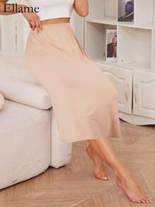 Women's Elegant Skirt With Elastic Waistband And Lining, Can Be Worn As An Underskirt Or Standalone, Versatile