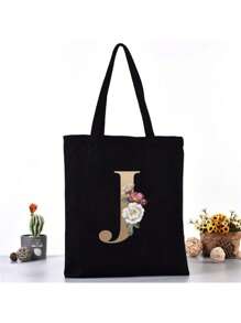 Fashion Casual Shoulder Bags Gold Letter Printing Shopper Canvas Foldable -Friendly Shopping Bag Tote Handbags Large Capacity Travel Grocery BagSchool Bag,Back To School Backpack,Large Capacity,Lightweight,Portable,Laptop Compartment, Suitable For Teen Girls Women College Students, Perfect For Back To School,College,Middle School, High School,Work , Business, Commute