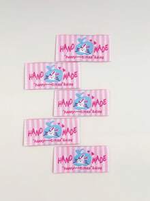 5 Packs Plaid Bunny Handmade Fabric Tags ,GREEN ,PINK ,DL Accessories - Pink - View 1