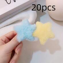 4pcs/Set Plush Star Clips, Cute And Warm Bangs Hair Clips, Student Hair Accessories For Autumn/Winter Claw Clips Hair Claws Hair Barrettes, School Stuff - Pink - View 18