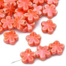10 pezzi Perle in ceramica a forma di fiore da 12 mm per realizzare gioielli fai-da-te - Perle decorative multicolore vibranti per collane, braccialetti e accessori, forniture per hobby, perle con finitura lucida, perle vibranti, perle per la creazione di gioielli