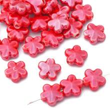 10 pezzi Perle in ceramica a forma di fiore da 12 mm per realizzare gioielli fai-da-te - Perle decorative multicolore vibranti per collane, braccialetti e accessori, forniture per hobby, perle con finitura lucida, perle vibranti, perle per la creazione di gioielli