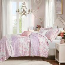 Juego de edredón floral y de paisaje de Colette, tamaño individual/individual XL, color rosa: ropa de cama para dormitorio, certificado OEKO-TEX - 1 - Ver 2