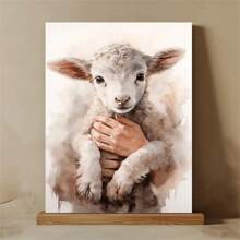 1pc Inspirational Canvas Painting - Jesus Gently Holding A Lamb, Biblical Artwork In Elegant , Ready-To-Hang Wall Decor For Living Room, Church, Classroom, Or Office, Perfect For Spiritual And Serene Spaces, No Frame