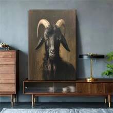 1pc Poster Canvas Painting Wall Sticker Print Modern Art Painting, Perfect For Room Decoration Black Phillip Goat Art, Dark Academia, Halloween Decoration, Victorian Gothic Decor,No Frame