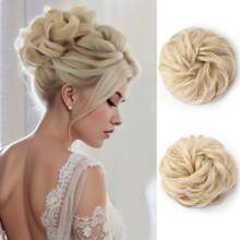 Synthetic Messy Bun Hair Pieces, Curly Wavy Bun Hair Band, Suitable For Women's High Bun Ponytail Hair Pieces
