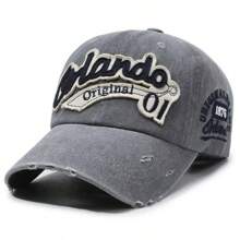Unisex Distressed "Orlando 01" Embroidered Baseball Cap – Vintage Adjustable Outdoor Casual Hat
