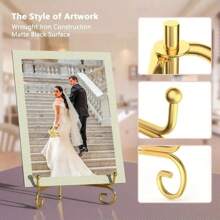 1pc Gold Iron Display Stand, Gold Iron Easel Plate Display Photo Holder Stand, Displays Picture Frames, Cookbooks, Decorative Plates, Tablets And Art