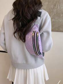 Cross-Border 2025 New Waist Bag Multifunctional Messenger Bag Fashion Laser Waist Bag Waterproof Sports Waist Bag Mobile Phone Bag - Purple - View 4