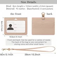 Badge Holder With Retractable Detachable Neck Strap Horizontal PU Leather Badge Clip With 1 Clear Window And 2 Card Slots On The Back Card Holder Wallet Business Card Holder Credit Card Holder Teacher Lanyard With Id Holder Card Holder Women For Women Mini Wallet Card Wallet