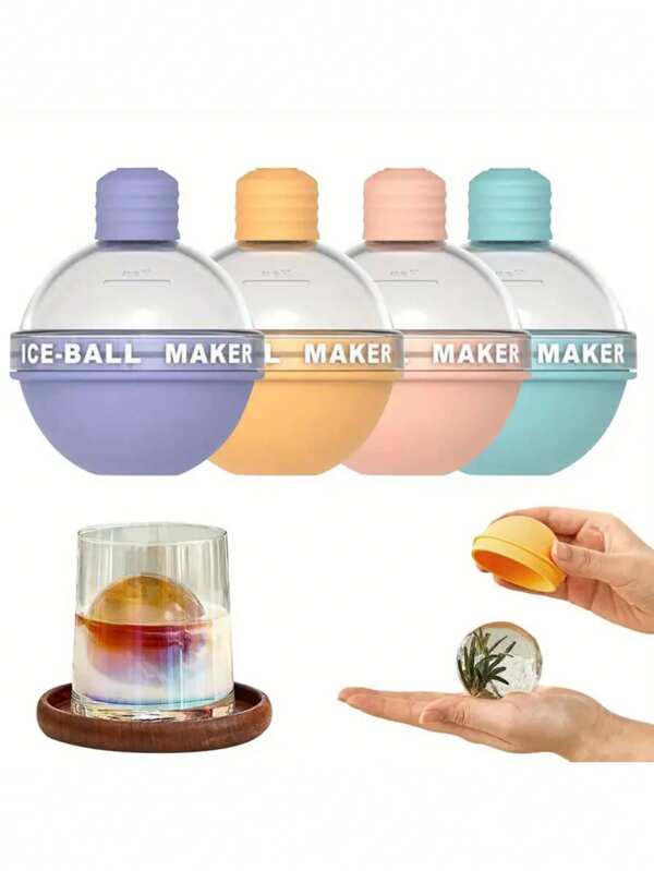 2 Pieces Of Silicone Ice Ball Molds, Can Be Used For Creative Cocktails, Cold Drinks, Dessert Ice Makers, Instant Demoulding, Non-Stick Ice Ball Making Tools, Perfect Size For Cups, And , Essential For Cold Drink Decoration, Suitable For Outdoor, Bar, Kitchen, Living Room.