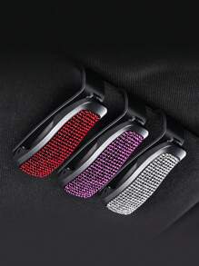 Sonnenbrillenklammer für Autos mit Strass besetzt, multifunktionales Auto Zubehör Brillenhalter für Sonnenblende mit Diamanten
