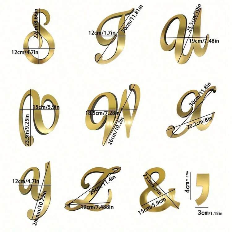 Golden Acrylic Cursive Letter Mirror Wall Stickers - Self-Adhesive 3D Art, Suitable For Living Rooms And Bedrooms, Mirror Wall Home Decoration, Perfect Room Decoration - Gold - View 9