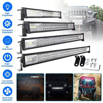 Barra de luz LED frontal de triple de alta resistencia, ideal para camiones, SUV y vehículos todo terreno
