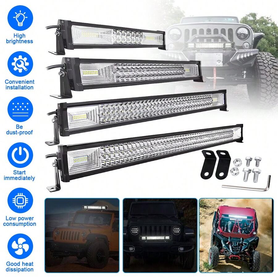 Heavy Duty Triple Row LED Front Bumper Light Bar – Ideal For Trucks, SUVs, And Off-Road Vehicles