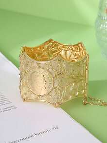 阿尔及利亚风格奢华镀金阿拉伯女士婚礼金手镯镂空手链珠宝配饰情人节饰品 - 均碼 - 查看 12