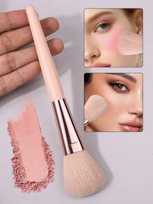 1Pc Sculpting Blush Brush - Powder Blush & Contour Tool For Refined Glam Look, Soft Hair Makeup Essential - Apricot - View 3