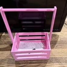 Oaoleer 1pcs Wooden Baby Shower Crate Closet, Baby Storage Crate With Handle, Basket For Baby Shower Gifts, Welcome Gift Basket For Newborn Boys Girls, Pregnancy Gifts For New Parents - Hồng - Xem 6