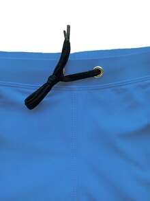 大码男士性感泳裤，带前口袋拉链，沙滩短裤，泳装 - 寶藍色 - 查看 4