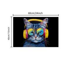 1 Set Cute & Cool Cat Ear Headphone Design Waterproof & Mildew Resistant Shower Curtain, Hooks, And Silica Mud Bath Mat, Multi-Functional Bathroom Accessories Back To School