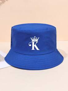 2pcs/1pc K Letter Printing Reversible Bucket Hat Casual Holiday Beach Sun Hat For Travel Valentine's Day Valentines - Multicolor - View 12